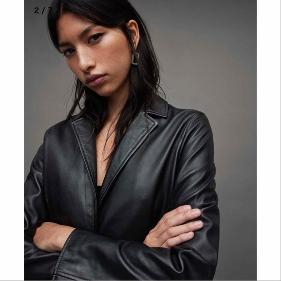 NWT Allsaints Orion Relaxed Fit Leather Blazer - Picture 2 of 6